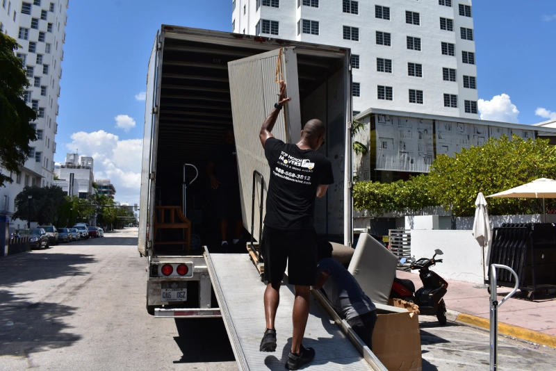Loading furniture from the restaurant in Miami Beach