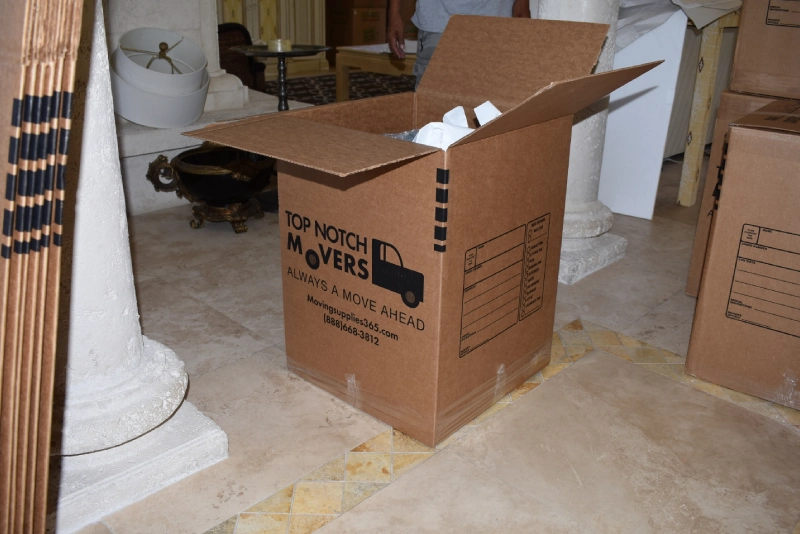 Packing services, large box opened